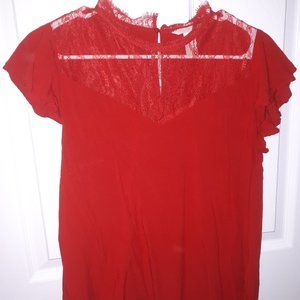 Size 6 H&M Red shirt with beautiful lace detail